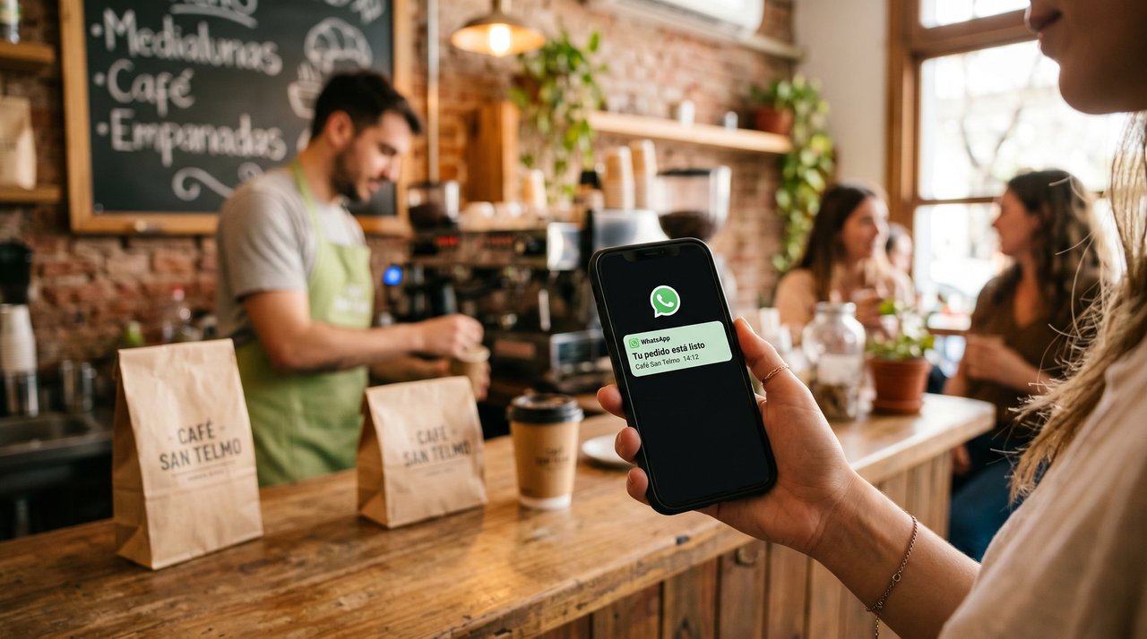 WhatsApp avisando pedido listo en mostrador