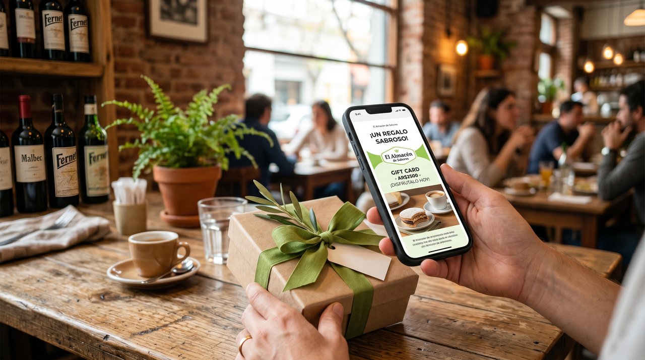 Gift card y smartphone con email promocional